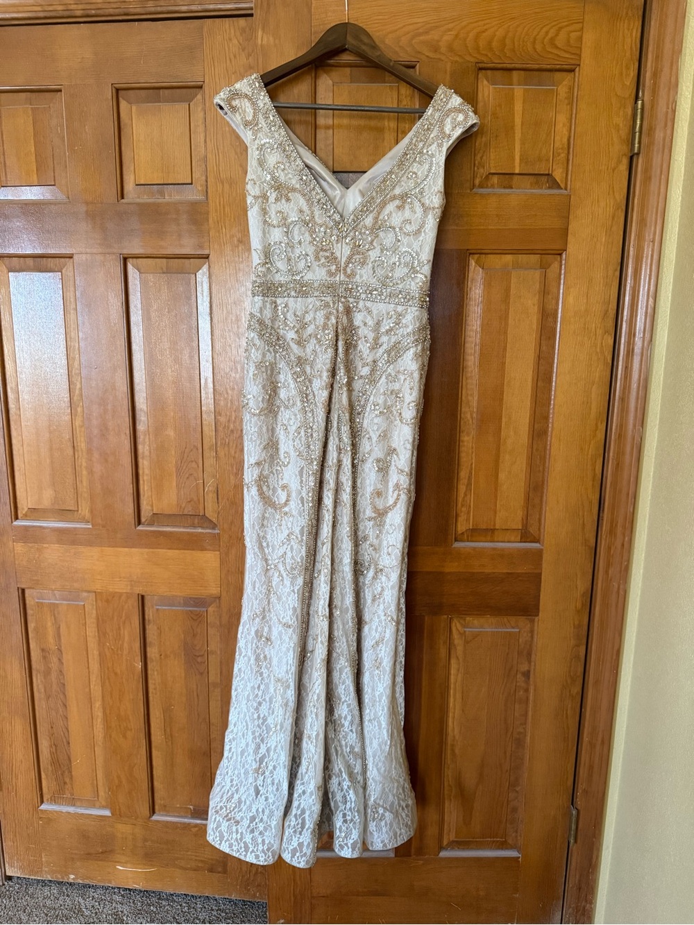 Ivonne D by Mon Cheri Beaded Champagne Evening Gown - Picture 3 of 8